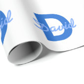 Blauer Name und Monogramm Geschenkpapier (Rolleneckpunkt)