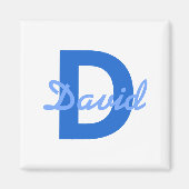 Blauer Name und Monogramm Magnet (Vorne)