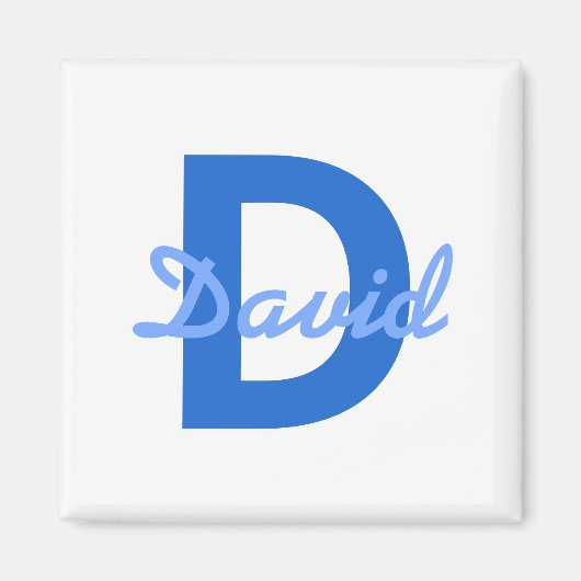 Blauer Name und Monogramm Magnet (Vorne)