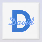 Blauer Name und Monogramm Magnet