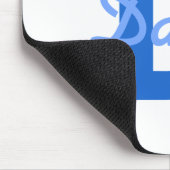 Blauer Name und Monogramm Mousepad (Ecke)