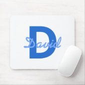 Blauer Name und Monogramm Mousepad (Mit Mouse)