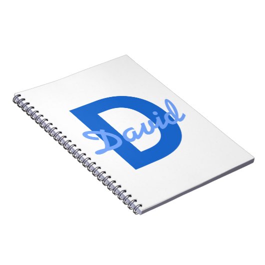 Blauer Name und Monogramm Notizblock (Rechte Seite)