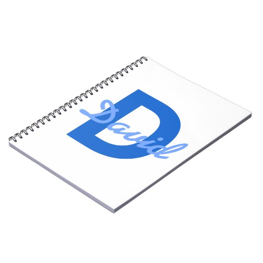 Blauer Name und Monogramm Notizblock (Linke Seite)