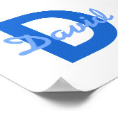 Blauer Name und Monogramm Poster (Ecke)