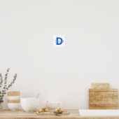 Blauer Name und Monogramm Poster (Küche)