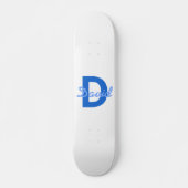 Blauer Name und Monogramm Skateboard (Vorne)