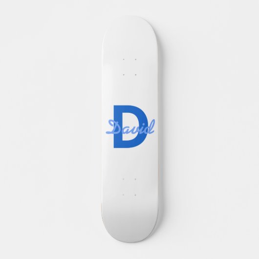 Blauer Name und Monogramm Skateboard (Vorne)