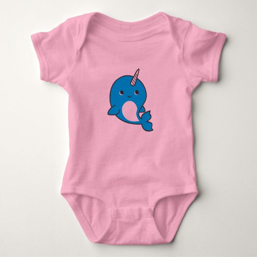 Blauer Narwhal Baby-Ballettröckchen-Bodysuit Baby Strampler (Vorderseite)
