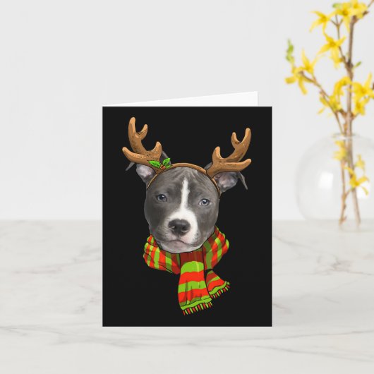 Blauer Nase Pitbuli Weihnachtsmann Haustier Hund L Karte (Gelbe Blume)