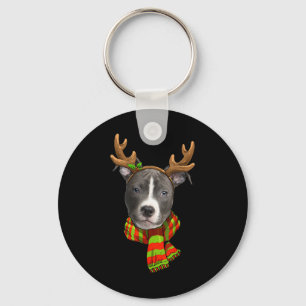 Blauer Nase Pitbuli Weihnachtsmann Haustier Hund L Schlüsselanhänger