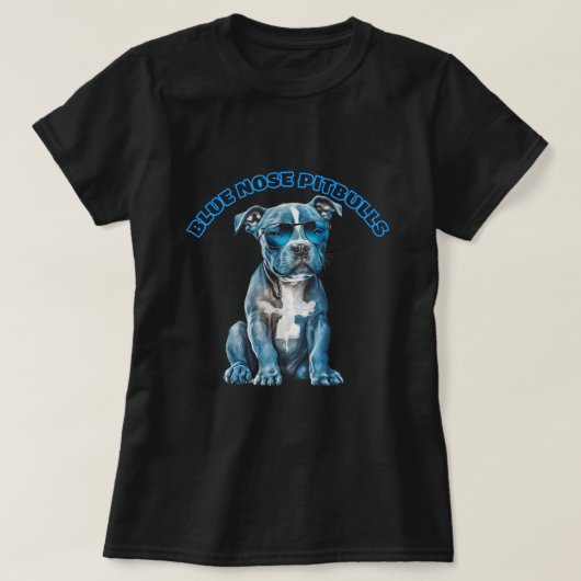 Blauer Nase Pitbull T-Shirt (Design vorne)