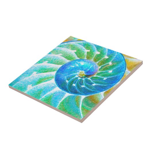 Blauer Nautilus Fliese (Seite)