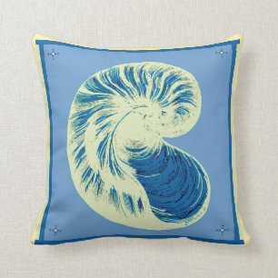 Blauer Nautilus Seashell Kissen