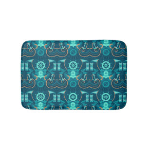 Blauer nautischentwurf badematte