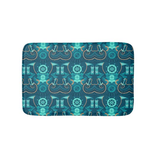 Blauer nautischentwurf badematte (Vorderseite)