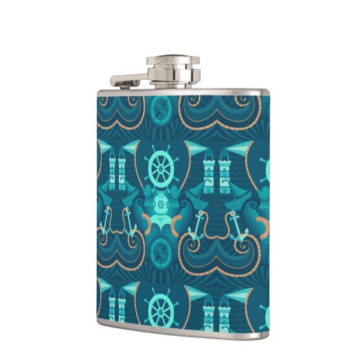 Blauer nautischentwurf flachmann (Links)