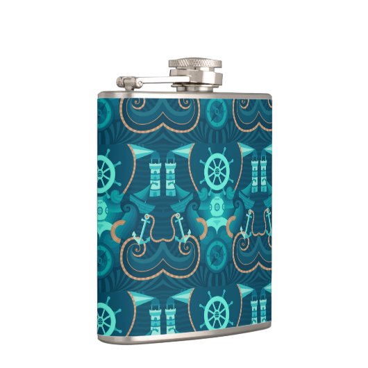 Blauer nautischentwurf flachmann (Rechts)