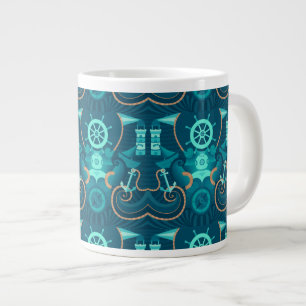 Blauer nautischentwurf Jumbo-Tasse