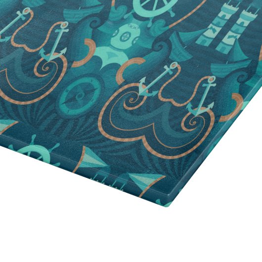 Blauer nautischentwurf schneidebrett (Ecke)