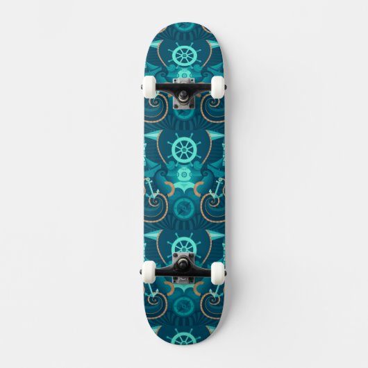Blauer nautischentwurf skateboard (Vorderseite)