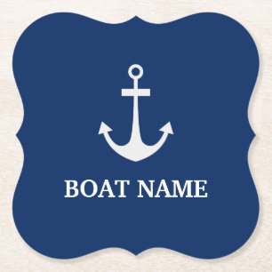 Blauer nautischer Anker Boot Name Untersetzer