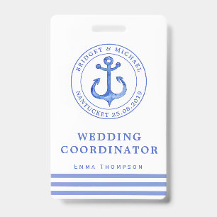 Blauer nautischer Anker   Hochzeitsplaner Ausweis