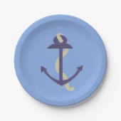 Blauer nautischer Anker Pappteller (Vorderseite)