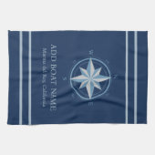 Blauer nautischer Kompass benutzerdefinierter Boot Geschirrtuch (Horizontal)
