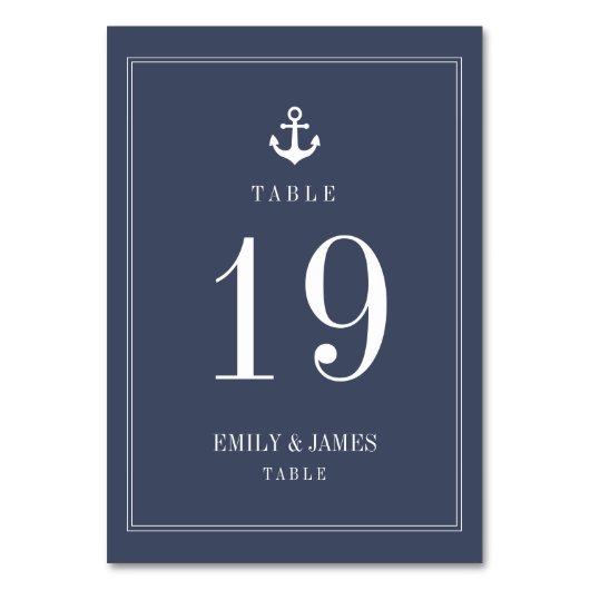 Blauer Navy Anchor am Meer Hochzeitsfeiern Tischnu Tischnummer (Rückseite)
