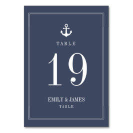 Blauer Navy Anchor am Meer Hochzeitsfeiern Tischnu Tischnummer