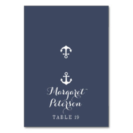 Blauer Navy Anchor am Meer Hochzeitsort Tischnummer