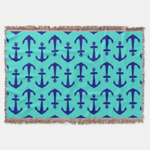 Blauer Navy Anchor im türkisfarbenen Küstendekor Decke
