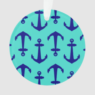 Blauer Navy Anchor im türkisfarbenen Küstendekor Ornament