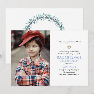 Blauer Navy Bar Mitzvah Einladungen Elegante Blume