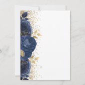Blauer Navy Blauer goldene Hochzeit Einladung (Rückseite)