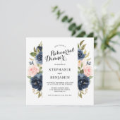 Blauer Navy Blush Probe Einladung (Stehend Vorderseite)