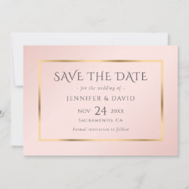 Blauer Navy Blush und Gold Hochzeit speichern das  Save The Date
