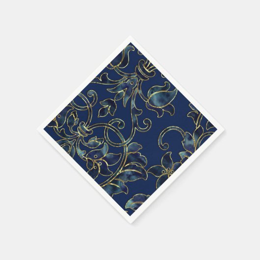 Blauer Navy-Damast auf jedem Farbhintergrund Serviette (Ecke)