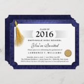 Blauer Navy-Diplom mit Gold Tassel-Abschluss Einladung (Vorne/Hinten)