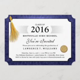 Blauer Navy-Diplom mit Gold Tassel-Abschluss Einladung