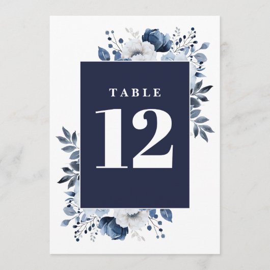 Blauer Navy Elegant Country Tischnummer (Vorderseite)