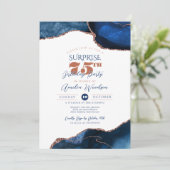 Blauer Navy Elegante Überraschung Party Erwachsene Einladung (Stehend Vorderseite)