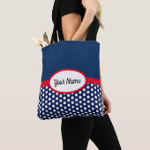 Blauer Navy-Farbblock und Polka Dots Tote Tasche (Von Nahem)