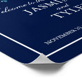 Blauer Navy Floral Elegant Willkommen bei unserer  Poster (Ecke)