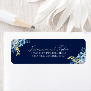 Blauer Navy Floral Elegante Hochzeitsfeier Rücksen