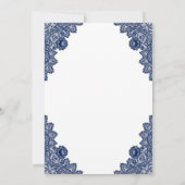 Blauer Navy-Floral Quinceañera 15. Geburtstag Einladung (Rückseite)