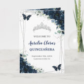 Blauer Navy-Floral Silver Quinceñera Orden des Ere Programm (Vorderseite)