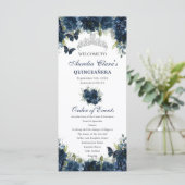 Blauer Navy-Floral Silver Quinceñera Orden des Ere Programm (Stehend Vorderseite)