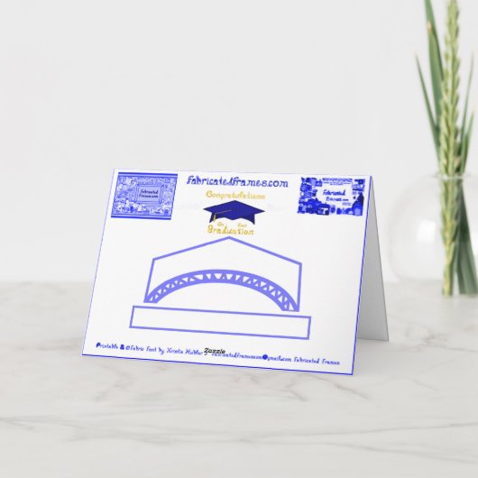 Blauer Navy Graduation Cap Printable Party Hat ode Karte (Rückseite)